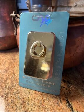 Mirrored Gold Phone Ring Holder
